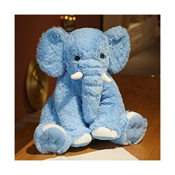 CAWACH Mignon Éléphant Oreiller Poupée en Peluche Enfant Dormir Poupée Coussin Muppet Poupée-Bleu, 45cm