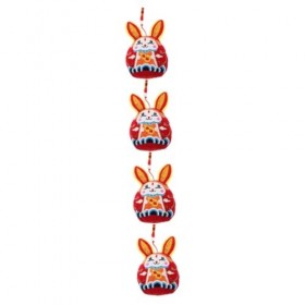 Toyvian 4 Pièces Lapin Ornement Lapin du Zodiaque Chinois Suspendu Année du Lapin Poupée Lapin Animal en Peluche Lapin Chinoi
