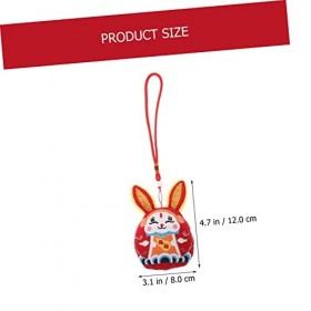 Toyvian 4 Pièces Lapin Ornement Lapin du Zodiaque Chinois Suspendu Année du Lapin Poupée Lapin Animal en Peluche Lapin Chinoi