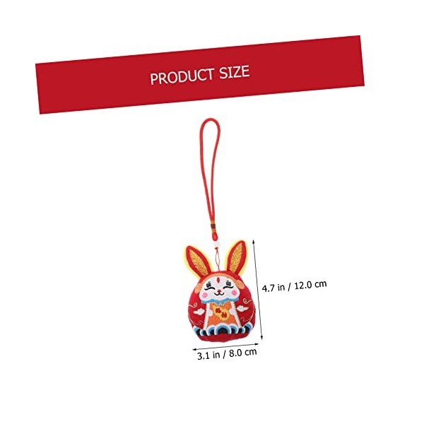 Toyvian 4 Pièces Lapin Ornement Lapin du Zodiaque Chinois Suspendu Année du Lapin Poupée Lapin Animal en Peluche Lapin Chinoi