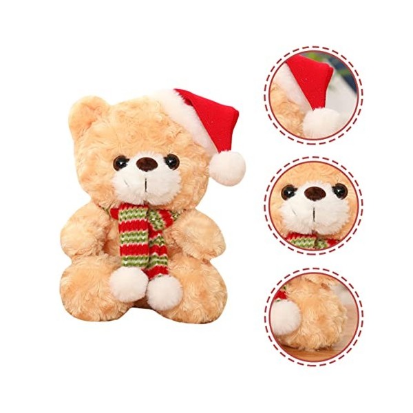 Toyvian 2 Pièces Ours De Noël Noël Animal en Peluche Ours Poupée Santa Poupées Ours en Peluche Animaux Santa Ours Petit Festi