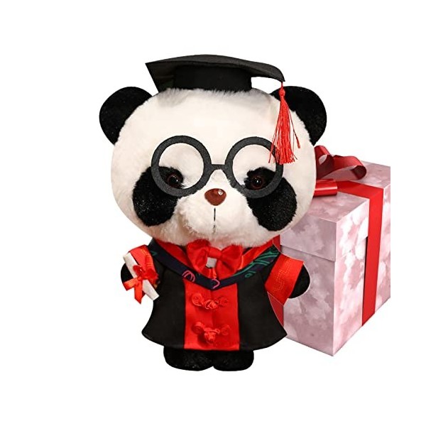 fanelod Ours Panda en Peluche,Poupée Mignonne dLunettes Remise des diplômes Portant Le Chapeau Remise des diplômes | Peluche