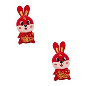 ibasenice 2 Pièces Lapin De Poisson De Bon Augure Poupée Lapin du Nouvel an Chinois Jouet De Mascotte De Lapin Année De La Po