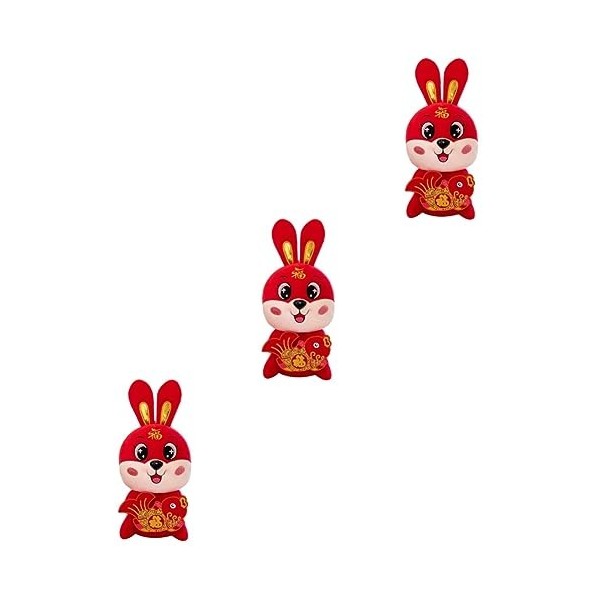 ibasenice 2 Pièces Lapin De Poisson De Bon Augure Poupée Lapin du Nouvel an Chinois Jouet De Mascotte De Lapin Année De La Po