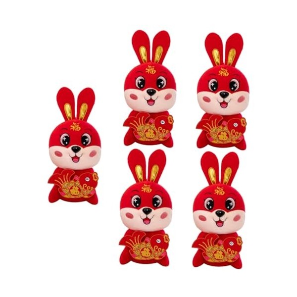 ibasenice 2 Pièces Lapin De Poisson De Bon Augure Poupée Lapin du Nouvel an Chinois Jouet De Mascotte De Lapin Année De La Po