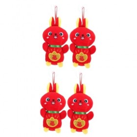 ibasenice 4 Pièces Poupée Lapin Mini Lapins Mini-Figurine Mini-Jouets Décor De Table Mini Figurines Décor Chinois Adorable Dé