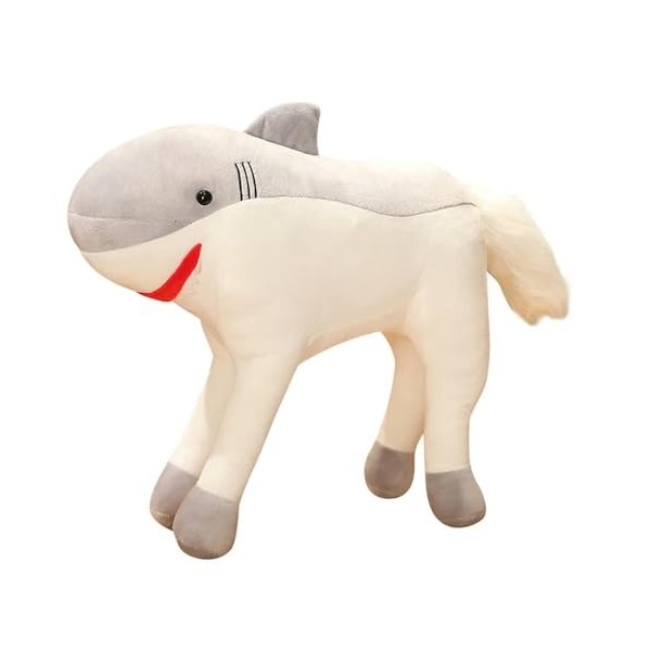 KiLoom Requins Blancs Peluche Jouet en Peluche Requin Tête Cheval Corps Créatif Mer Aniamls Coussin Garçon comme Coussin De D