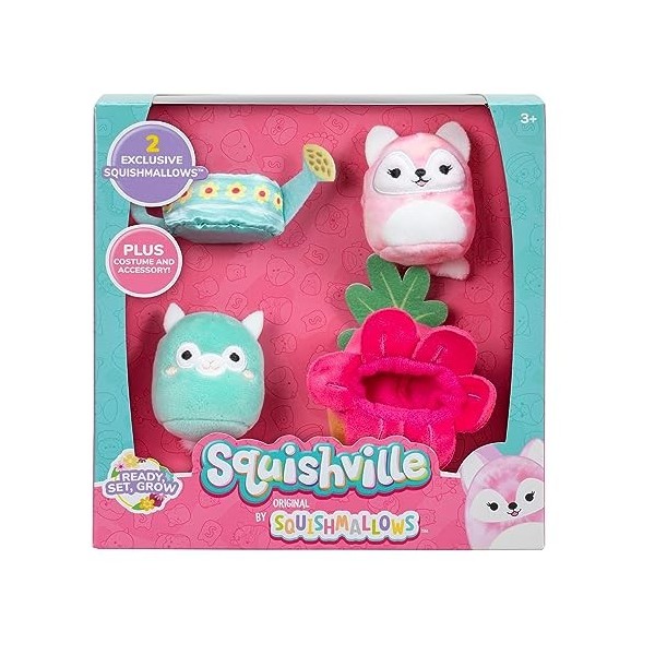 Squishville SQM0478 – Set daccessoires pour Le Jardin, Mini squishmallows Super Doux, Peluche de 5 cm avec Accessoires