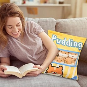 Onlynery Mignon Snack Oreiller en Peluche Animaux Jouets Pudding Décoratif Amovible Kitty Chat Poupées Creative Jouet Cadeaux