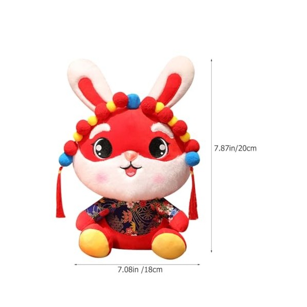 Toyvian 2 Pièces Année du Lapin en Peluche Poupée 2023 Nouvel an Chinois Poupée De Lapin Figurines De Lapin Jouet De Lapin en