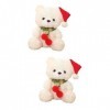 Toyvian 2 Pièces Ours De Noël Père Noël Animal en Peluche Poupée De Noël en Peluche Ours en Peluche De Noël Faveurs De Noël O