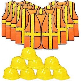 Tigerdoe Robe de soirée pour enfants - 8 chapeaux avec 8 gilets - Fête de construction - Faveurs danniversaire 8 chapeaux d