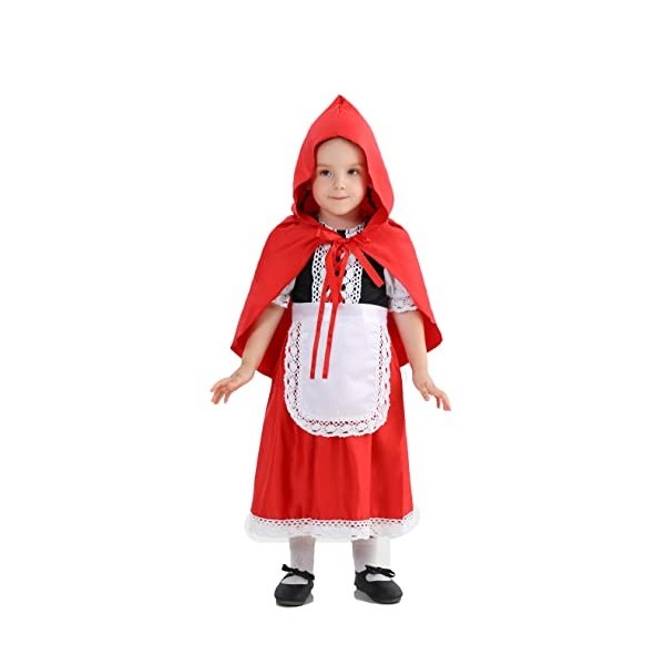 Seawhisper Costume de petit chaperon rouge pour fille - Costume de carnaval - 122 128 104 110 116 134 140 146