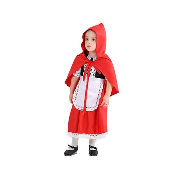 Seawhisper Costume de petit chaperon rouge pour fille - Costume de carnaval - 122 128 104 110 116 134 140 146