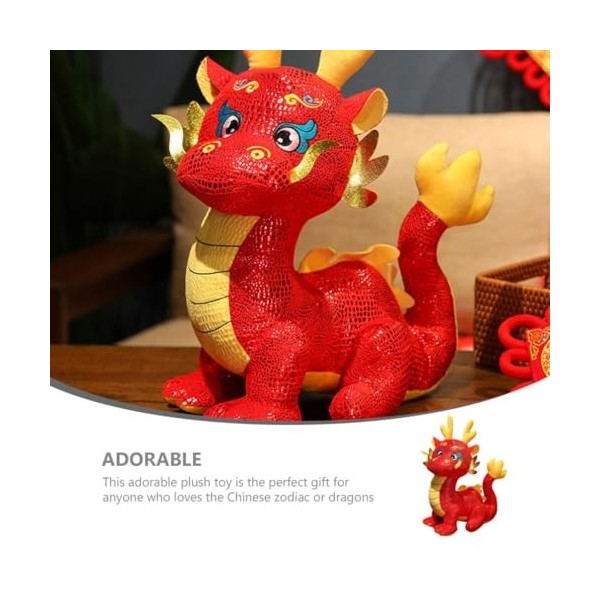 Luxshiny Poupée en Peluche De Dragon Chinois Mascotte De Lannée 2024 du Dragon 30 Cm Poupée danimal du Zodiaque en Peluche 