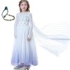 Elsa 2 Robe reine des neiges en maille avec manches longues, costume pour enfant, blanc - Blanc - 7 ans