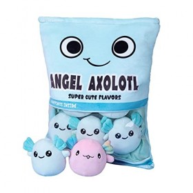 Puruuige Axolotl Snack Oreiller Mignon Salamandre en Peluche Oreiller Animal Doux Jouet en Peluche Axolotl Mini Coussin avec 