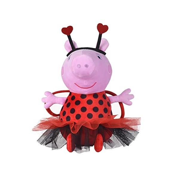 Simba Peppa Pig en Forme de Coccinelle, 28 cm, Peluche dès Les Premiers Mois de la Vie, 109261500, Noir et Rouge, Grand