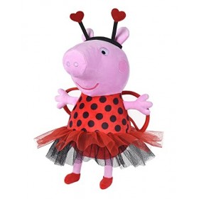 Simba Peppa Pig en Forme de Coccinelle, 28 cm, Peluche dès Les Premiers Mois de la Vie, 109261500, Noir et Rouge, Grand
