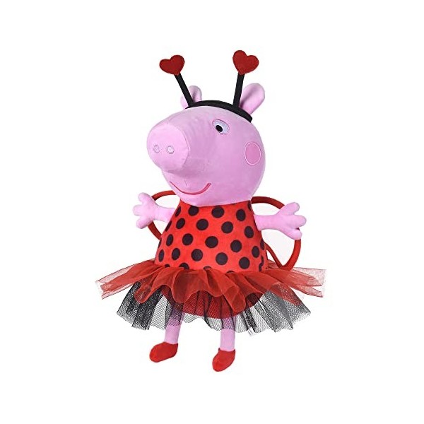 Simba Peppa Pig en Forme de Coccinelle, 28 cm, Peluche dès Les Premiers Mois de la Vie, 109261500, Noir et Rouge, Grand