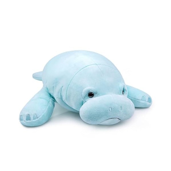 MAOWO Planet Grande peluche lamantin de mer - Bleu - 40,6 cm - Peluche réaliste - Simulation réaliste de lamantin de mer - Co