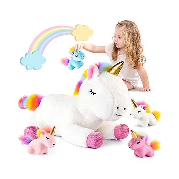 EUCOCO Peluche Licorne Cadeau Fille 3 4 5 6 Ans, Licorne Fille 3-8 Ans Enfants Fille 2 3 4 5 6 Ans Cadeau Anniversaire Fille 