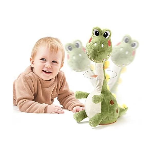 TUMAMA Danse Parlante Jouets Dinosaures,Électronique Dinosaures en Peluche,Jouet Musical avec Enregistrement Répét Parler,Cha