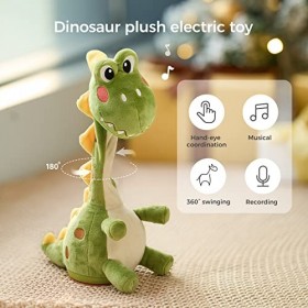 TUMAMA Danse Parlante Jouets Dinosaures,Électronique Dinosaures en Peluche,Jouet Musical avec Enregistrement Répét Parler,Cha