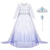 Aomig Elsa Costume, Fille Robe de Princesse Elsa Anna avec Baguette et Couronne, Déguisement de Cape Brillante de Luxe pour F