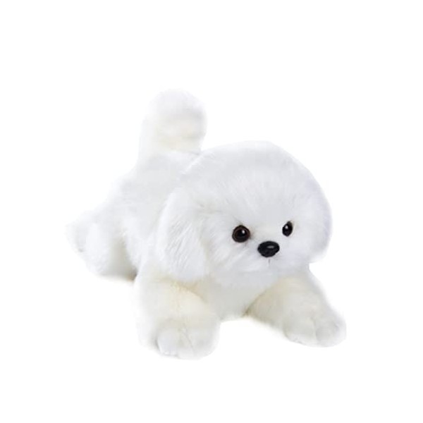CU-MATE Maltese Stuffed Animal Simulation Dog -Realistic & Lifelike Soft Handmade Lying Dog Plush Toy Puppy -Present Gift for