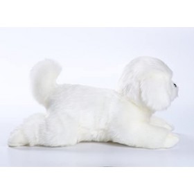 CU-MATE Maltese Stuffed Animal Simulation Dog -Realistic & Lifelike Soft Handmade Lying Dog Plush Toy Puppy -Present Gift for