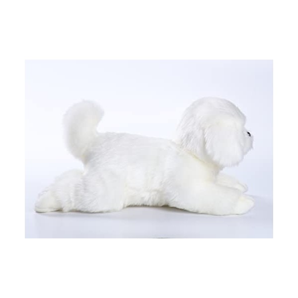 CU-MATE Maltese Stuffed Animal Simulation Dog -Realistic & Lifelike Soft Handmade Lying Dog Plush Toy Puppy -Present Gift for