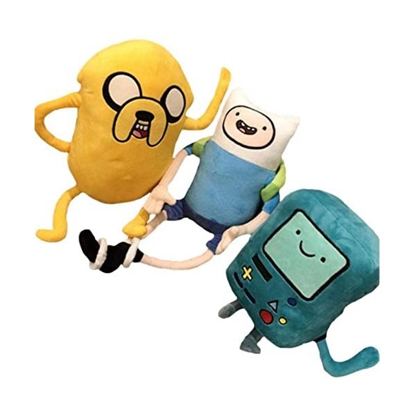 AZERISSO Peluches Adventure Time - Jouets en Peluche Finn lhumain et Jake Le Chien avec BMO - Collection de Personnages pour