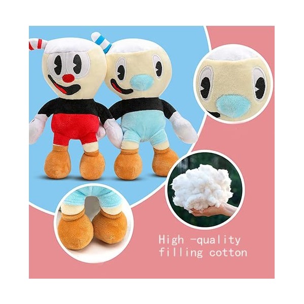 Dlishka 9inch Cuphead Plush Toys with Red and Blue Models,Soft Adventure Mecup and Brocup Stuffed Plushies Suitable for Gifts