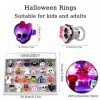 IWTBNOA Halloween Clignotant LED Light Up Anneaux, 24 Pièces Bagues Halloween pour Enfants, Anneaux LED Clignotants, LED Hall