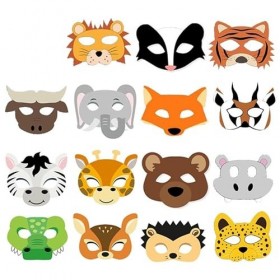 LGQHCE Masque Animaux, 15 Pcs Masque pour Enfants Dessin Animé Cosplay Masques Animaux Thème Articles de Fête Masques de Dégu