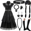 NCKIHRKK Kit de Déguisement Halloween Costume pour Filles, 8 Pièces Robe Costume Enfant avec Perruque pour Fête Cosplay Spect