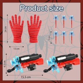 Lot de 2 Gant de Lanceur Spiderman, Gant de Cosplay en Plastique pour Enfants, Jouets de Poignet Lanceur de Héros, Jouets de 