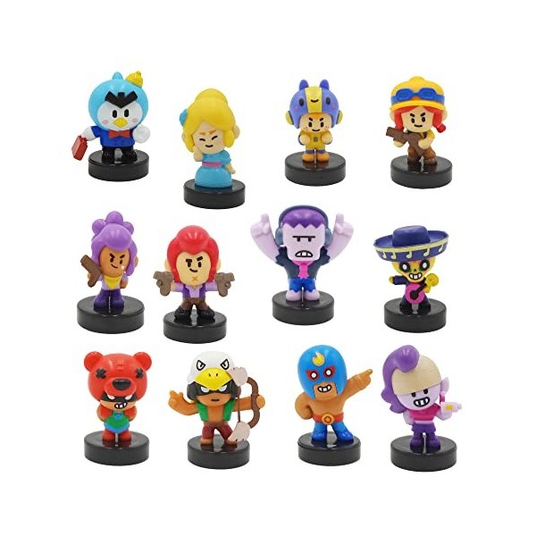 Bizak Brawl Stars Pack de 12 Figurines Collection Piper, Figures du Jeu Multijoueur de Combat, Figures avec Pied 64116505 , 