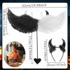 Costume dailes dange noir et blanc avec corne de diable, ailes dange, ailes dange, ailes dange, décoration pour Hallowee