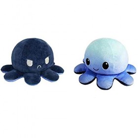GeniusCells Peluche pieuvre réversible The Moody Adorable poupée animal double face Flip Stuffing Peluche Cadeau Décoration p
