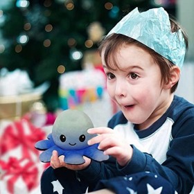 GeniusCells Peluche pieuvre réversible The Moody Adorable poupée animal double face Flip Stuffing Peluche Cadeau Décoration p