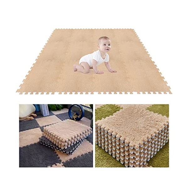 Lot de 12 tapis de jeu en mousse - 30 x 30 x 1 cm - Tapis de jeu puzzle pour enfants - En peluche douce - Avec bords - Pour l