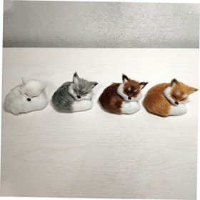 STAHAD Lot de 4 renards en peluche réaliste pour décoration de bureau
