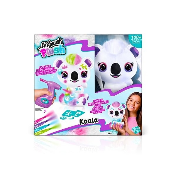 Canal Toys - Airbrush Plush - Colorez votre peluche Koala pour personnaliser - Peluche spray avec marqueurs et pochoirs - OFG