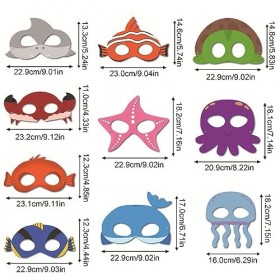 AriOu Masques Danimaux Marins 10 Pièces Masques en Danimaux de lOcéan Masques Danimaux Marins avec Corde Élastique pour F
