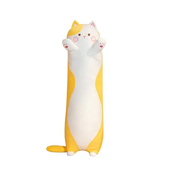 Katutude Oreiller De Chat Mignon Long, Longue Peluche Chat, Animaux en Peluche Douce Long Oreiller de Canapé Lit, Chat en Pel