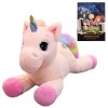 Georgie Porgy Peluche Licorne en Peluche avec Queue Arc-en-Ciel Multicolore Cadeaux câlins pour Filles Comprend Un Livre dhi