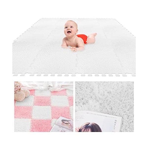 TSLBW Lot de 12 tapis de jeu en mousse 30 x 30 x 1 cm - Tapis de jeu puzzle pour enfants - Tapis de jeu en peluche douce avec