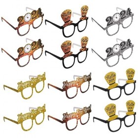Chutoral Lot de 12 paires de lunettes à paillettes pour le Nouvel An 2022